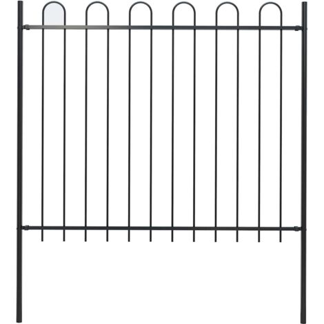 Garden Fence with Hoop Top Steel 181x150 cm Black vidaXL
