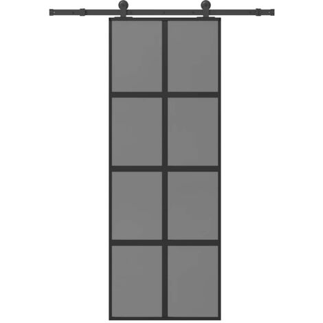 Sliding Door with Hardware Set 76x205 cm Tempered Glass&Aluminium vidaXL