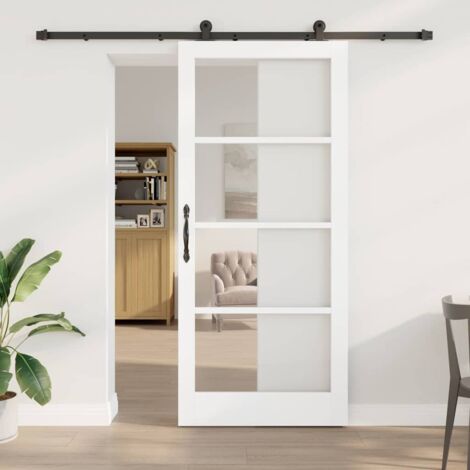 vidaXL Sliding Door Manual ORKDAL White 93 x 211 cm Wood and metal