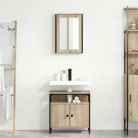 Bathroom Furniture Set with Shelf 2 pcs Brown Engineered wood vidaXL (1/5)