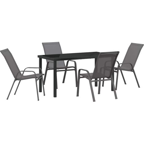 Garden Dining Set 5 pcs Grey Textilene and steel vidaXL