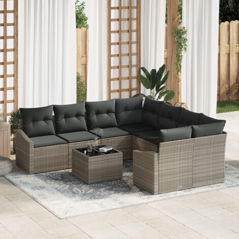 Garden Sofa Set 9 pcs Light Grey and Dark Grey 55 x 55 x 37 cm vidaXL