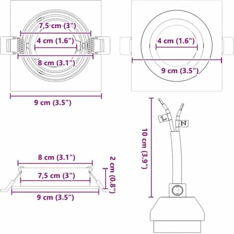 Recessed Spotlights 12 pcs Square GU10 White 91x91 mm vidaXL