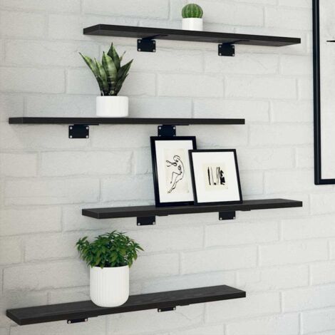 Bookshelf Board 4 pcs Black 60 x 10 x 1.5 cm Engineered wood vidaXL