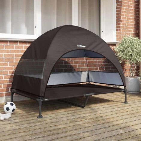 Raised Dog Bed Folding Brown 127 x 81 x 108 cm Fabric and Steel vidaXL