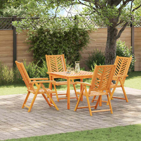 Garden Dining Set 5 pcs Brown Solid acacia wood vidaXL