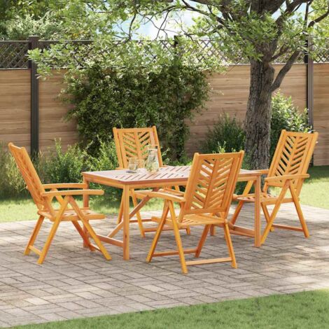 Garden Dining Set 5 pcs Brown Solid acacia wood vidaXL