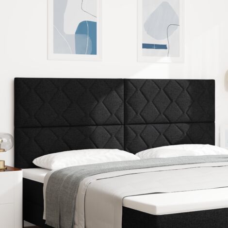 vidaXL LED Headboard Diamond Blocks Design Black 200 cm Fabric (1/5)