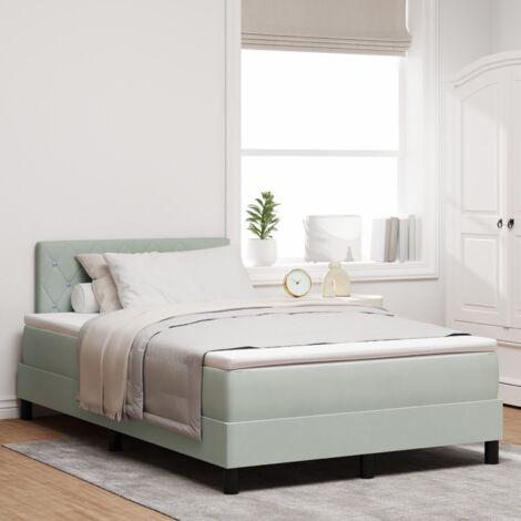 Box Spring Bed with Headboard Light grey 120 x 190 cm Velvet vidaXL (1/5)
