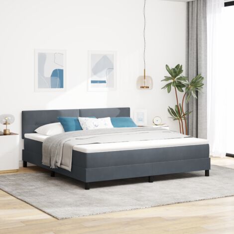 Box Spring Bed with Headboard Dark grey 180 x 200 cm Velvet vidaXL (1/5)