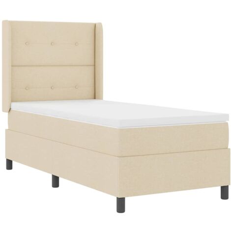 LED Box Spring Bed with Headboard Cream 90 x 200 cm Fabric vidaXL (1/5)