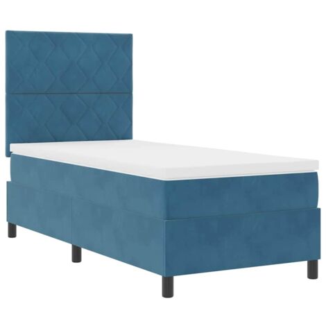 Box Spring Bed with Mattress Dark blue 100 x 200 cm Velvet vidaXL (1/5)
