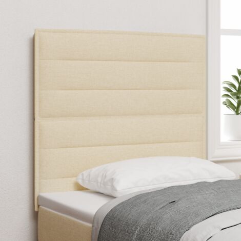 vidaXL LED Headboard Lines Design Cream 100 cm Fabric