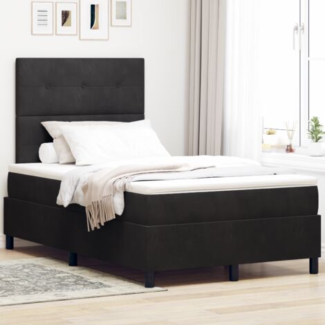 Box Spring Bed with Mattress Black 120 x 190 cm Velvet vidaXL (1/5)