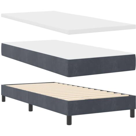 Box Spring Bed with Mattress Black 100x200 cm Velvet Dark grey vidaXL (1/5)