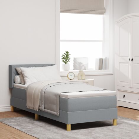 Box Spring Bed with Mattress Light grey 80 x 200 cm Fabric vidaXL (1/5)