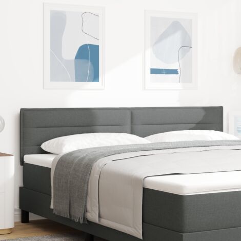 vidaXL LED Headboard Lines Design Dark Grey 90 cm Fabric