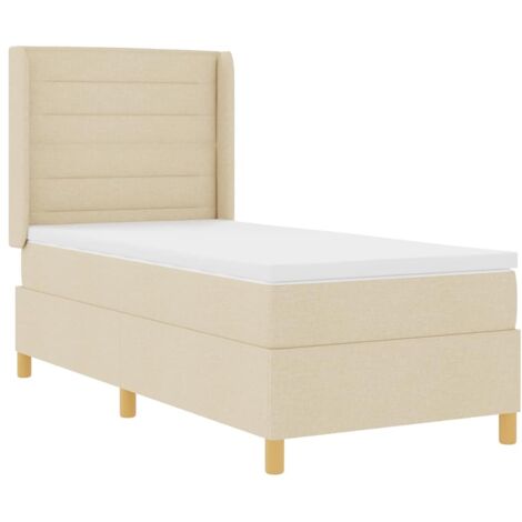 Box Spring Bed with Mattress Cream 100 x 200 cm Fabric vidaXL (1/5)
