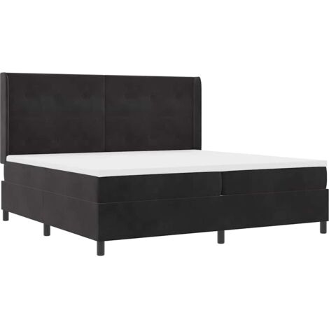 Box Spring Bed with LED Strip Lights Black 200 x 200 cm Velvet vidaXL (1/5)