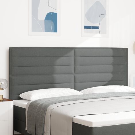 vidaXL LED Headboard Lines Design Dark Grey 100 cm Fabric (1/5)