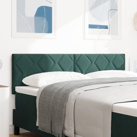 vidaXL LED Headboard Diamond Blocks Design Dark Green 144 cm Velvet (1/5)