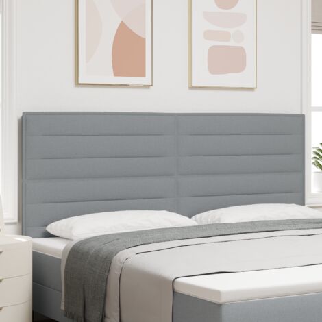 vidaXL LED Headboard Lines Design Light Grey 200 cm Fabric