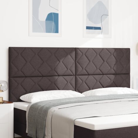 vidaXL LED Headboard Diamond Blocks Design Dark Brown 200 cm Fabric (1/5)
