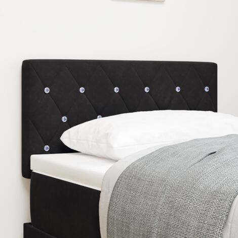 LED Headboard with LED Strip Lights Argyle Black 80 cm Velvet vidaXL (1/5)