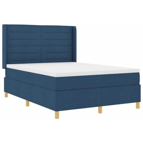 Box Spring Bed with Mattress Blue 140 x 190 cm Fabric vidaXL (1/5)