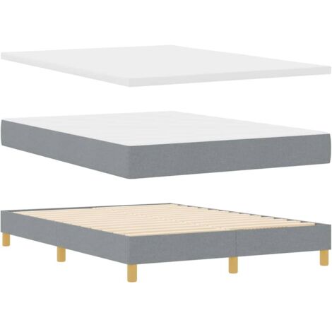 Box Spring Bed with Cushion Light Grey 200 x 160 cm Fabric vidaXL (1/5)