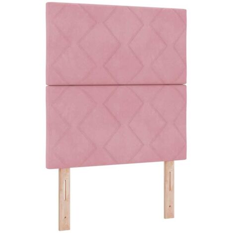 LED Headboard with LED Strip Lights Geometric Pink 80 cm Velvet vidaXL (1/5)