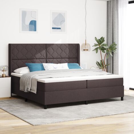 LED Box Spring Bed Dark Brown 200 x 200 cm Fabric vidaXL (1/5)