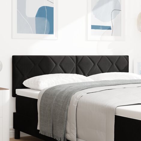 vidaXL LED Headboard Diamond Blocks Design Black 144 cm Velvet (1/5)