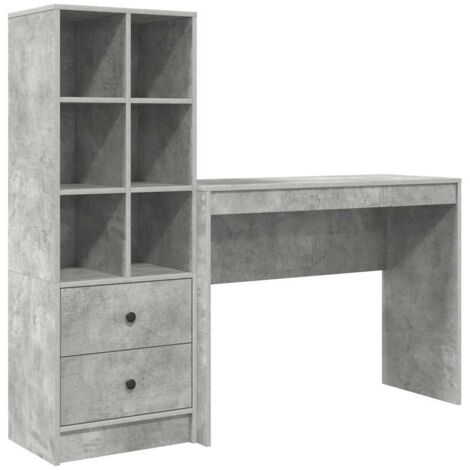 Desk with Storage 2 pcs Concrete Grey Engineered wood vidaXL