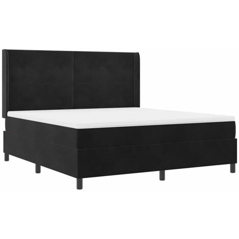 Box Spring Bed with LED Strip Lights Black 180 x 200 cm Velvet vidaXL (1/5)