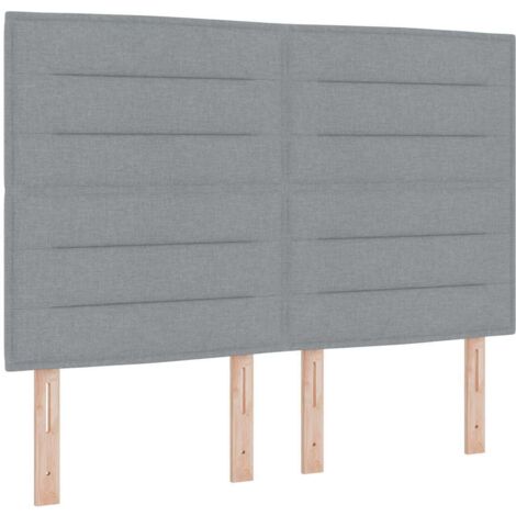 vidaXL LED Headboard Lines Design Light Grey 80 cm Fabric
