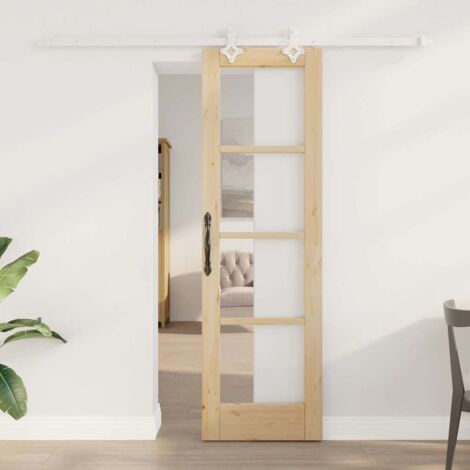 Sliding Door Manual Brown 61 x 198.5 cm Wood and metal vidaXL