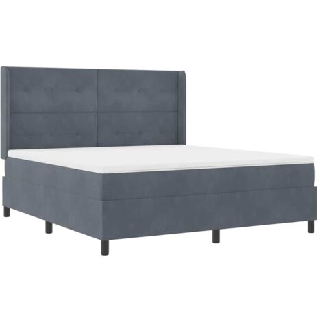 Box Spring Bed with Headboard Dark Grey 180 x 200 cm Velvet vidaXL (1/5)