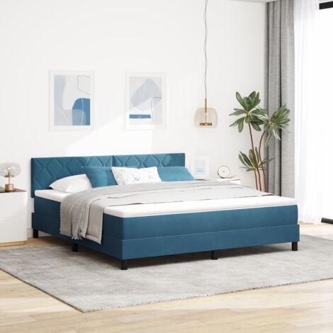 Box Spring Bed with Headboard Dark blue 180 x 200 cm Velvet vidaXL