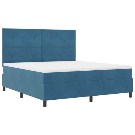 Box Spring Bed with Mattress Dark blue 180 x 200 cm Velvet vidaXL (1/5)