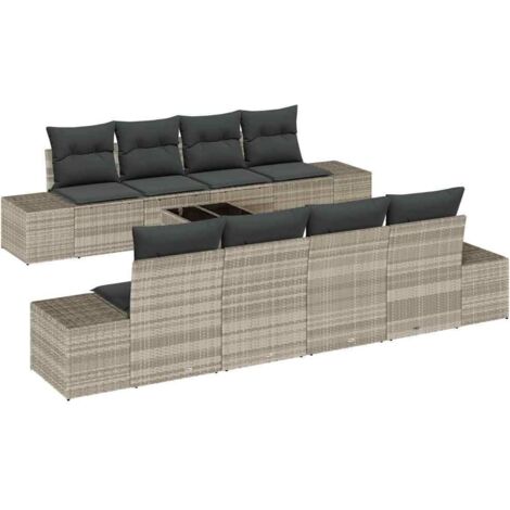 Garden Sofa Set with Cushion 7 pcs Light Grey Poly Rattan vidaXL (1/5)