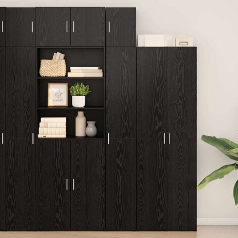 Slim Storage Cabinet Black oak 30 x 42.5 x 225 cm vidaXL
