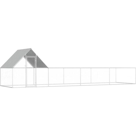 Chicken Coop 8x2x2 m Galvanised Steel vidaXL