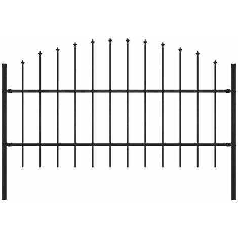 Garden Fence with Spear Top Steel 181x100 cm Black vidaXL (1/4)