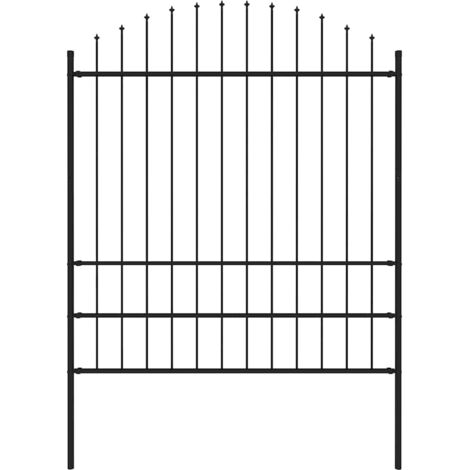 Garden Fence with Spear Top Steel 181x200 cm Black vidaXL (1/4)