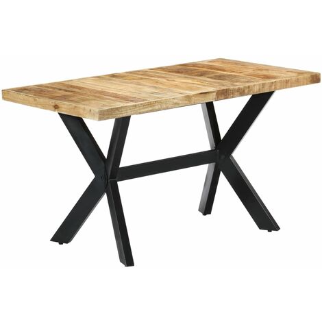 Dining Table 140x70x75 cm Solid Rough Mango Wood vidaXL