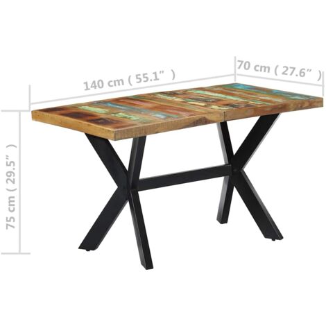 Dining Table 140x70x75 cm Solid Reclaimed Wood vidaXL