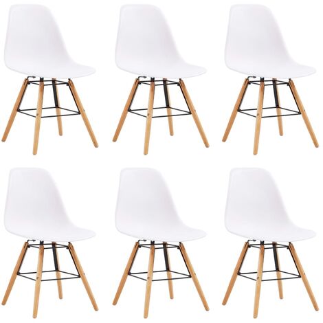vidaXL Dining Chairs Plastic 6 pcs White - White