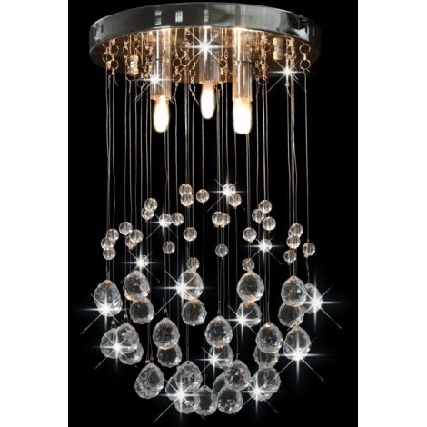 Ceiling Lamp with Crystal Beads Silver Sphere 3 x G9 Bulbs vidaXL