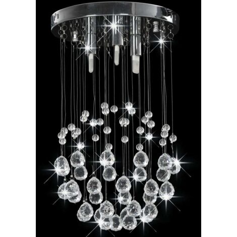 Ceiling Lamp with Crystal Beads Silver Sphere 3 x G9 Bulbs vidaXL